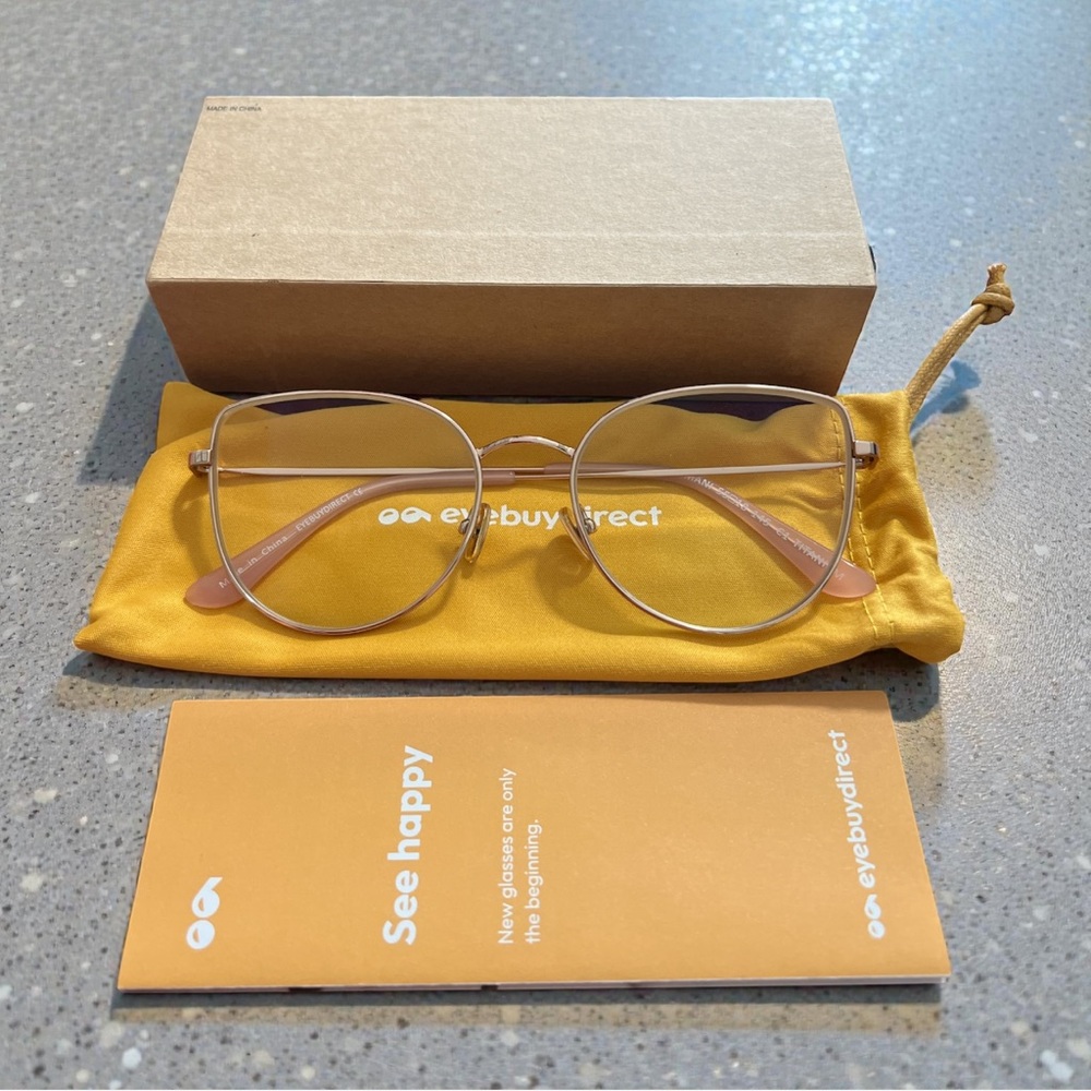 eyebuydirect Women's Rose Gold Metal Frame Glasses - Pink Temples